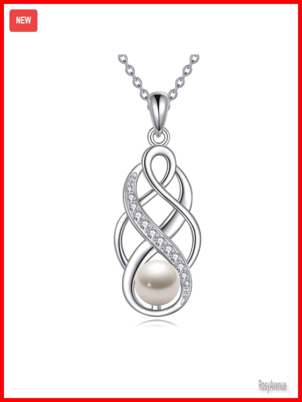 Sterling Silver Celtic Knot Freshwater Pearl Pendant Necklace 18" Cable Chain